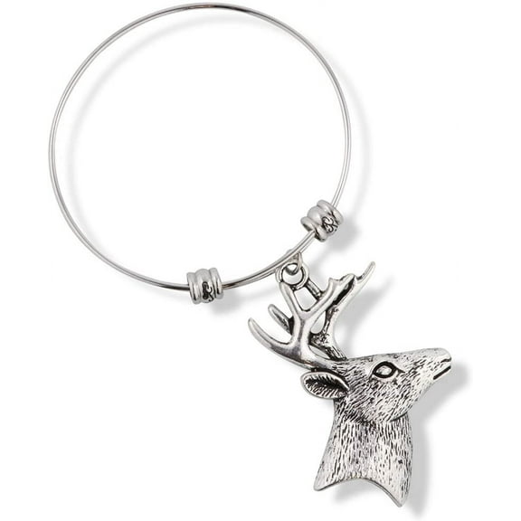 Deer Bracelet Bangle Charm Gift for Kids Women Men Girls Hunters and Boys Antlers Antler Gifts Stuff Accessories Head Jewelry Decor
