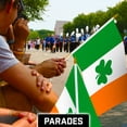 thumbnail image 3 of G128 12 Pack Handheld Ireland Shamrock Irish Stick Flags | 12x18 In | Printed 150D Polyester, Country Flag, Solid Wooden Stick, Spear Gold Tip, 3 of 10