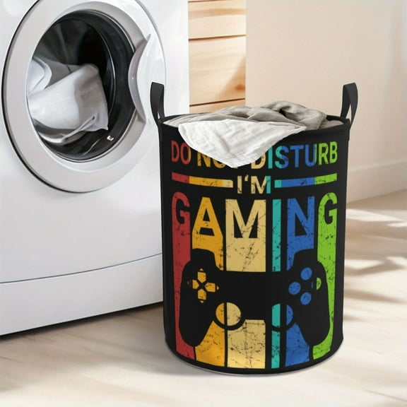Durable Polyester Open-Top Hamper for Boys,Kids,Nursery,Bedroom & Bathroom - Multi-Purpose Toy Storage Bin & Dirty Clothes Organizer for Gamer Room Decor, Easy Carry Handle, Kids Room,Shelf Baskets