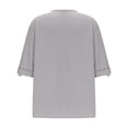 thumbnail image 5 of Hfnxid Womens Cotton Linen Tops Crew Neck Puff Long Sleeve Shirt Fashion Casual Loose Fit Top Spring Holiday Going Out Blouses-Gray, 5 of 6