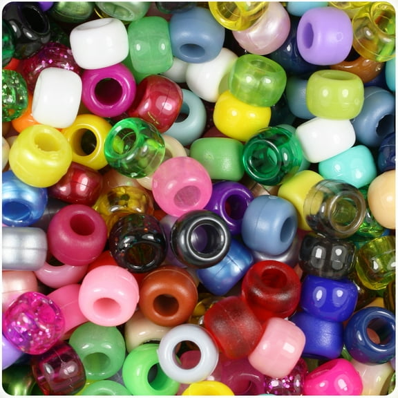 BeadTin Randomly Mixed 9mm Barrel Pony Beads (500pcs)