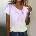 thumbnail image 2 of gakvbuo Summer Tops For Women 2025 Vacation Going Out Tops Women's V-Neck Fashion Casual Printed Button-Up Blouse T-shirt Tops Blouse, 2 of 5