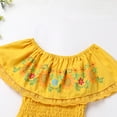 thumbnail image 5 of IBTOM CASTLE Mexican Dress for Girls Traditional Off-Shoulder Floral Embroidery Cinco de Mayo Fiesta Party Folklorico Dress 6-7 Years Yellow, 5 of 8