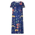 thumbnail image 4 of Robe Maxi pour Femmes Été Manches Courtes Col Rond Imprimé avec Poches Robe Manches Courtes en Liquidation, 4 of 6