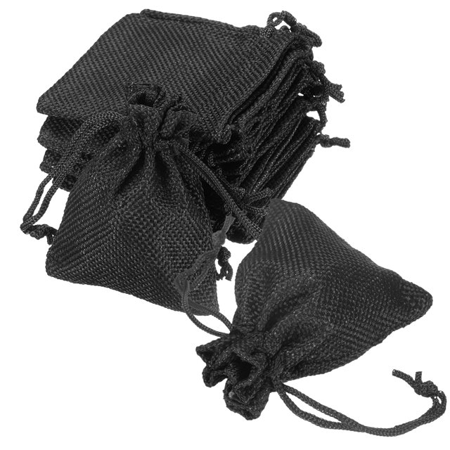Uxcell 20 Pcs Bolsas de Yute con Cordón, 2.8 x 3.5 Pulgadas Bolsas de Favor para Joyas para Navidad, Acción de Gracias, Cumpleaños, Negro