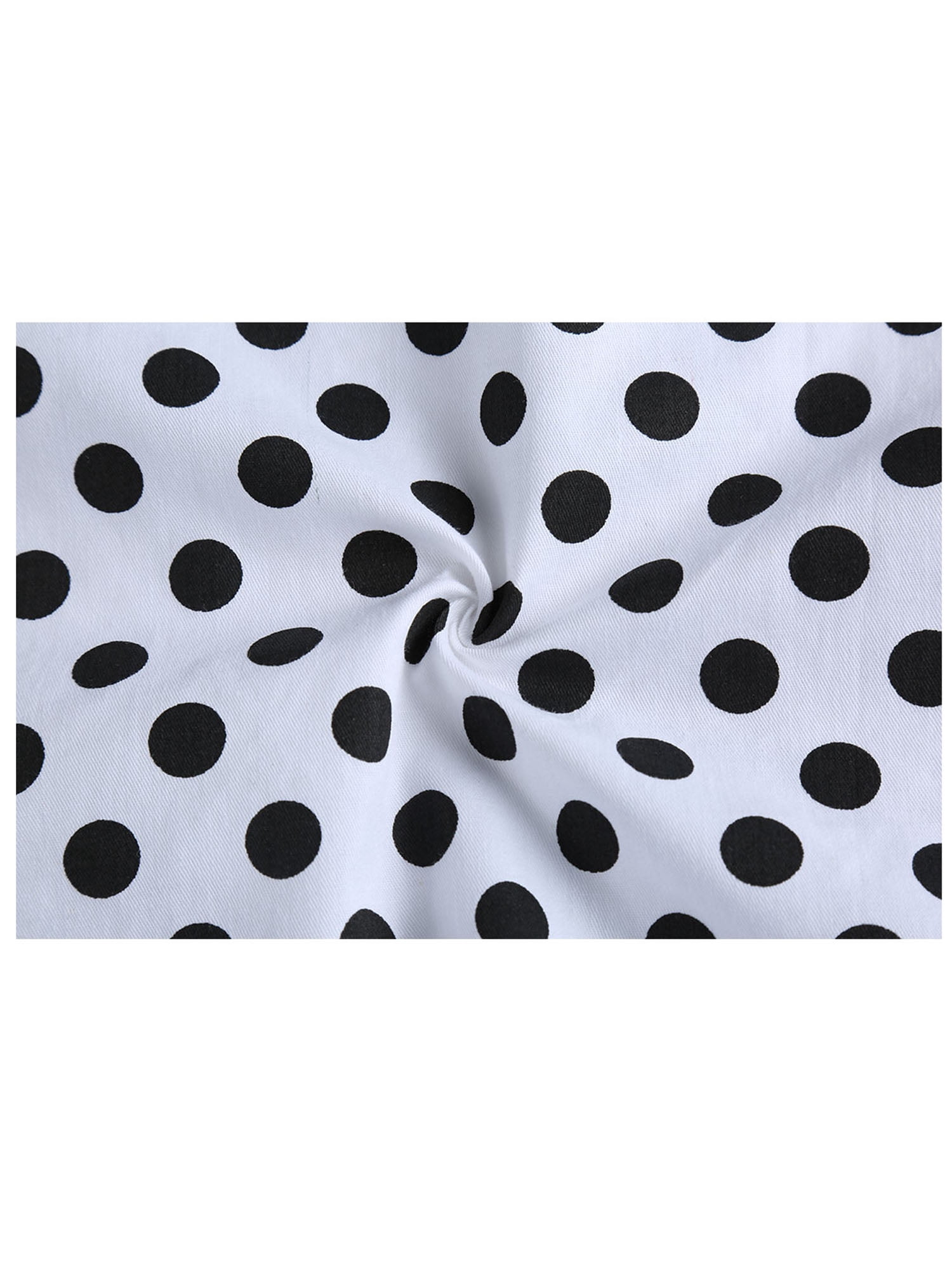 Unique Bargains Men's Long Sleeve Button Slim Polka Dots Shirt 42 White