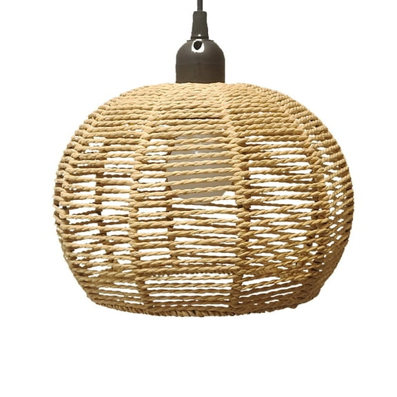 Weaving rattan lampshade, Nordic Ins style pendant light lampshade, hemispherical pendant light lampshade, replacement of hanging fixtures for pendant light 8.7 "W, 5.9" H, E27 installation interface