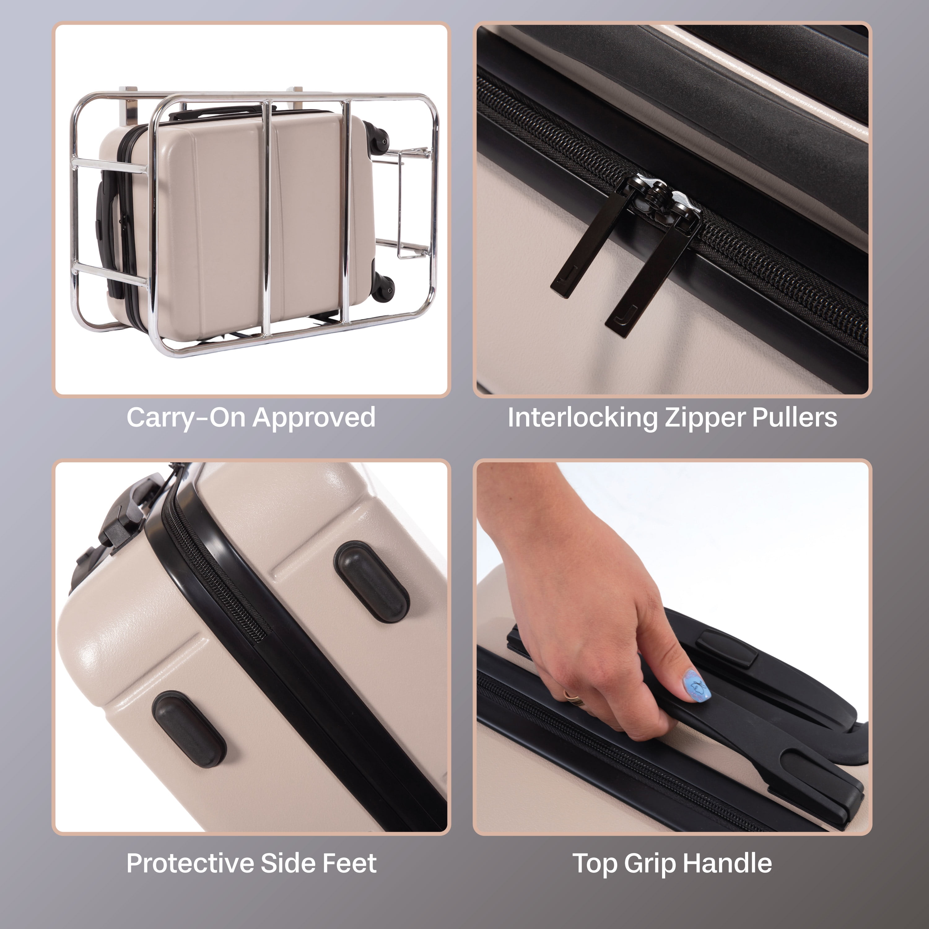 Jetstream® 2-Piece Carry-On Luggage Set – 20" Hardside Spinner Carry On Suitcase and Foldable Travel Backpack, Carry-On Suitcase Set