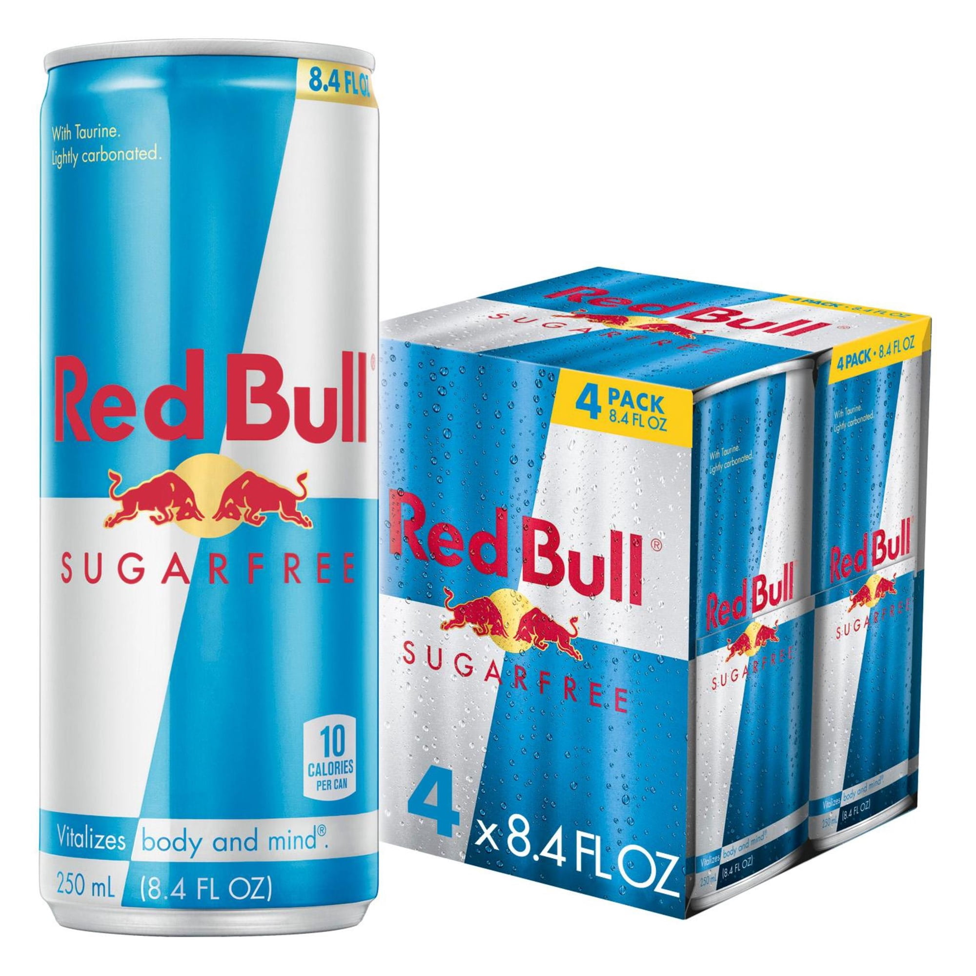 Red Bull Sugarfree Energy Drink, 8.4 fl. oz., Pack of 4 Cans, 80mg Caffeine, Taurine & B Vitamins