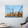 thumbnail image 1 of Landscape Tapestry, New York City Skyline USA Landmark Buildings Skyscrapers Modern Urban Life, Wall Hanging for Bedroom Living Room Dorm Decor, 60W X 40L Inches, Light Blue Orange, by Ambesonne, 1 of 2