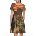 thumbnail image 1 of Fotbe Robe Motif Cowboy Américain Style Années 1860 Robe Décontractée Mode Femme Manches Courtes Robe Maxi Robe t-Shirt Robe Longue Rayée Robe Maxi à Blocs de Couleur, 1 of 6