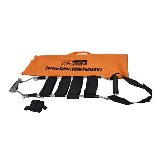 LINE2design Traction Splint Child-Pediatric First Aid Splint with Carrying Case - Orange
