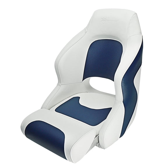 Seamander S1043 Series White/Navy Blue Bucket Seat