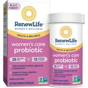 Renew Life Womens Wellness #1 Selling Women's Probiotic,** Health & Wellness Womens Care Probiotic, 4-in-1 Support, 25 Billion CFU/Capsule Guaranteed, 12 Strains, Shelf-Stable Probiotic, 30 ct.