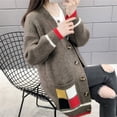 thumbnail image 3 of 2020 New Spring Autumn Korean Loose Sweater Women Coat Solid Knitting Outwear Female Casual Pockets Open Stitch Cardigan NS4654, 3 of 6