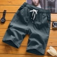 thumbnail image 4 of TAIAOJING Men's Cargo Short Summer Cotton Linen Fashion Sports Cargo Pants Straight Leg Loose Shorts Beach Pants, 4 of 4