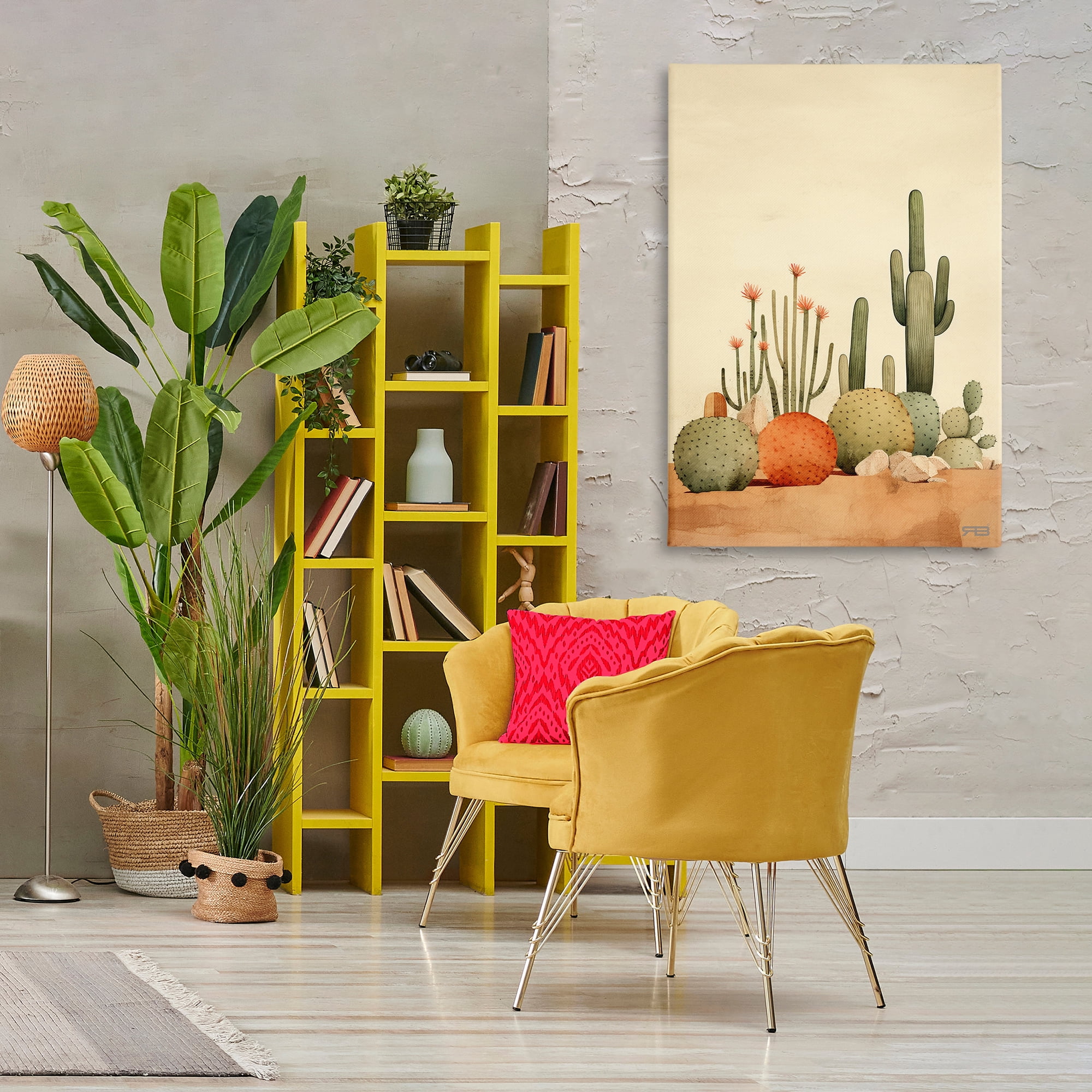 Stupell Industries Desert Cactus Scenery Landscape Painting Gallery Wrapped Canvas Art Print Wall Art, 30 x 45