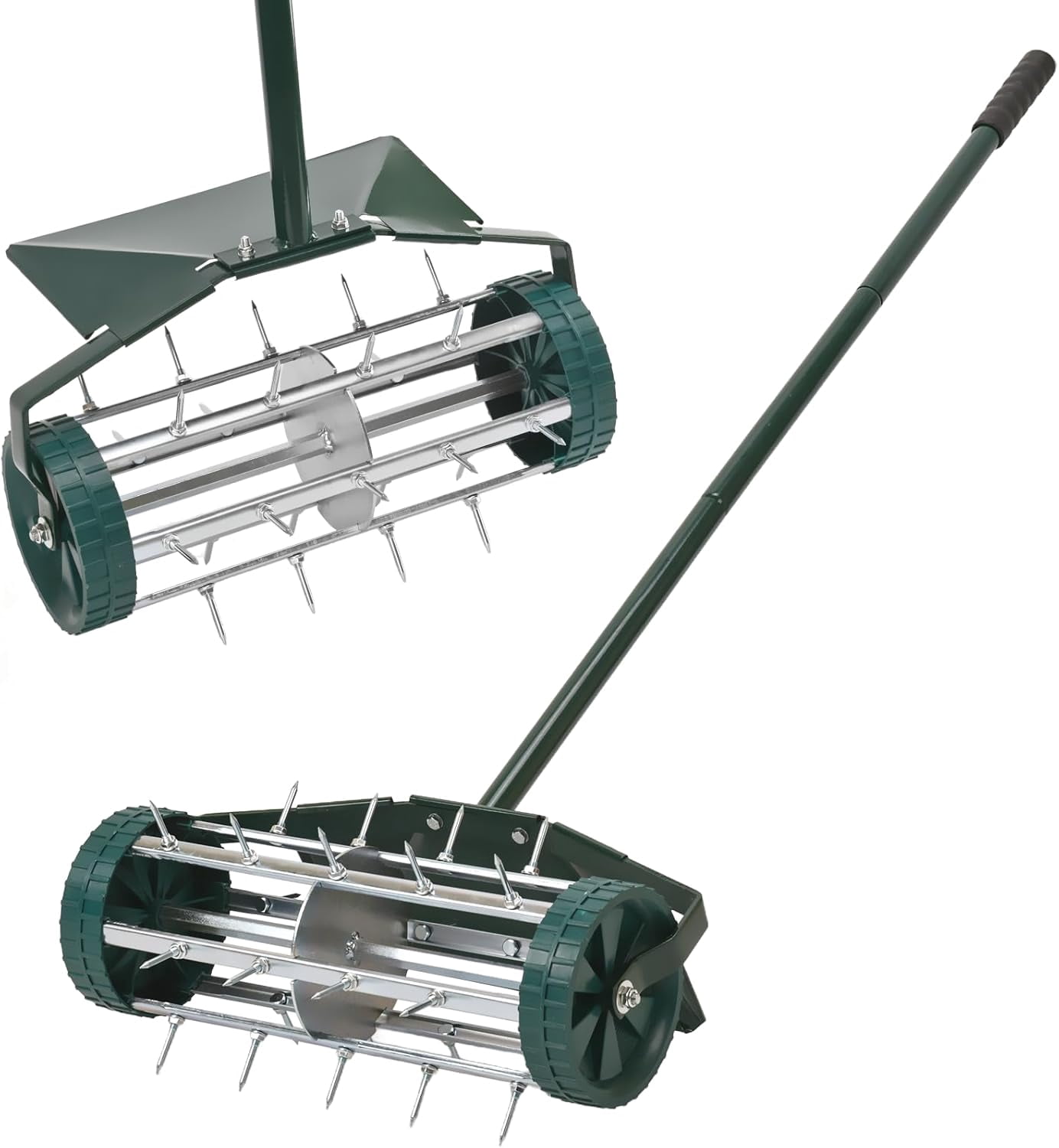 Long nail rolling lawn aerator. Heavy duty manual push aerator lawn tool, garden and yard soil health tool Different colors to choose from
