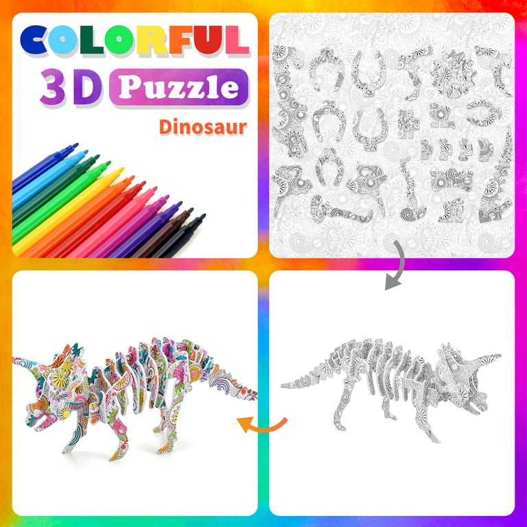 KAZOKU 3D Coloring Puzzle Set with 10pcs 3D Puzzles for Kids Ages 12-14  Gifts for 8 Year Old Girls Boys Art Supplies for Kids 9-12 Craft Puzzle  with 48 Pen - Yahoo Shopping