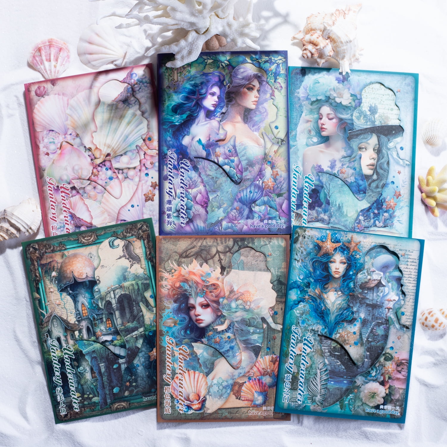 30 Sheets Enchanting Mermaid Theme Scrapbook Paper - Underwater Fantasy Series for DIY Journals and Crafts