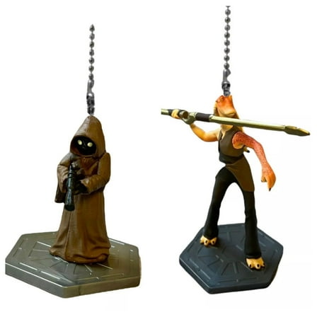 Star Wars Jar Jar Binks & Jawa Set Fan Lamp Pull Chain Figure Sith Lord PVC 3” New