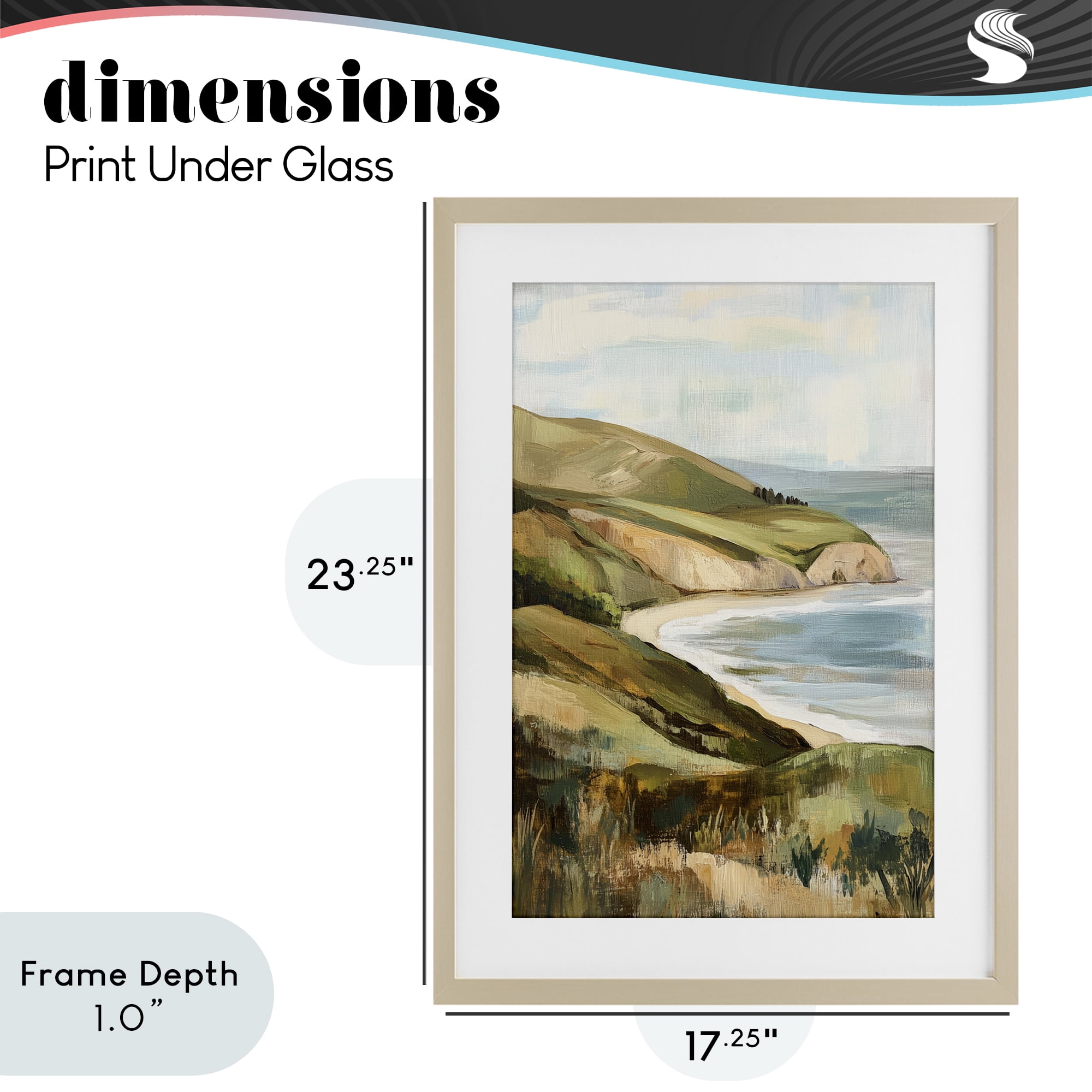 Stupell Industries Painted Cliffside By The Sea Birch Framed Print Under Glass, design by Petal Prints Design