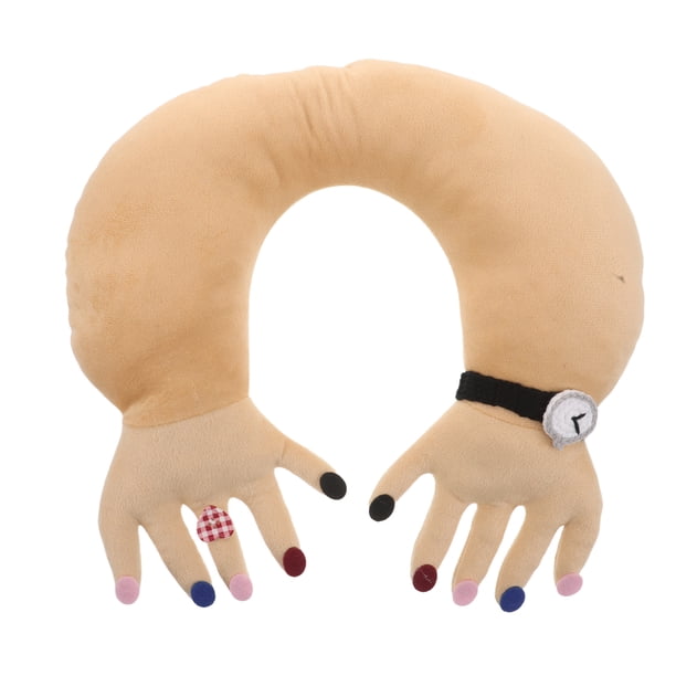 GOOHOCHY Almohada de avión: Accesorios portátiles para dormir en el coche en forma de U para aviones - Divertidas almohadas ergonómicas de peluche con forma de mano