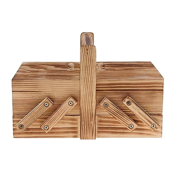 Caja plegable portátil compartimentos Kit cosido organizador cajas de joyería suministros de , Natural BLESIY almacenamiento de costura