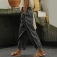 thumbnail image 2 of Women Casual High Waist Pants Drawstring Capri Pants With Pockets Wide Leg Cropped Pants For Women Pants for Women Work Casual Short Womens Work Pants Business Casual Soft Sweatpants for Women Womens, 2 of 5