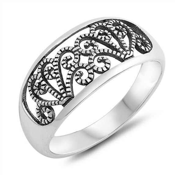 Filigree Vintage Flower Victorian Style Ring 925 Sterling Silver Band Jewelry Female Male Size 9