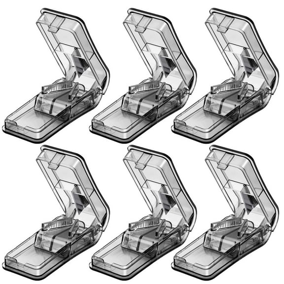 6PCS Pill Cutter for Small Pills, Tablet Splitter with Blade Guard, Safety Medicine Slicer, Medication Divider Cutting Drugs