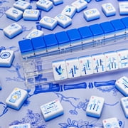 160-Piece American Mahjong Set, 4-Layer Acrylic Tiles, Engraved Blue Tiles with Storage Bag & Accessories