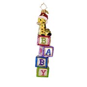Christopher Radko Company Block-Balancing Baby Giraffe - 1 Glass Ornament 6.5 Inch, Glass - Ornament Christmas Birth Unisex 1020753