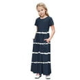 thumbnail image 3 of ATOGUTA Big Girl Dresses Short Sleeve Floral Print Loose Casual Long Maxi Dress with Pockets Navy, Size 4-14 Years, 3 of 6