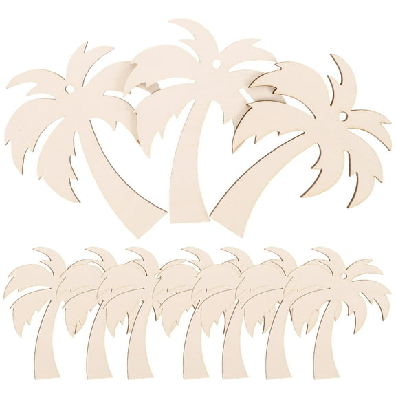 TEHAUX 20pcs Wooden Palm Tree Cutouts DIY Handmade Craft Wood Slices