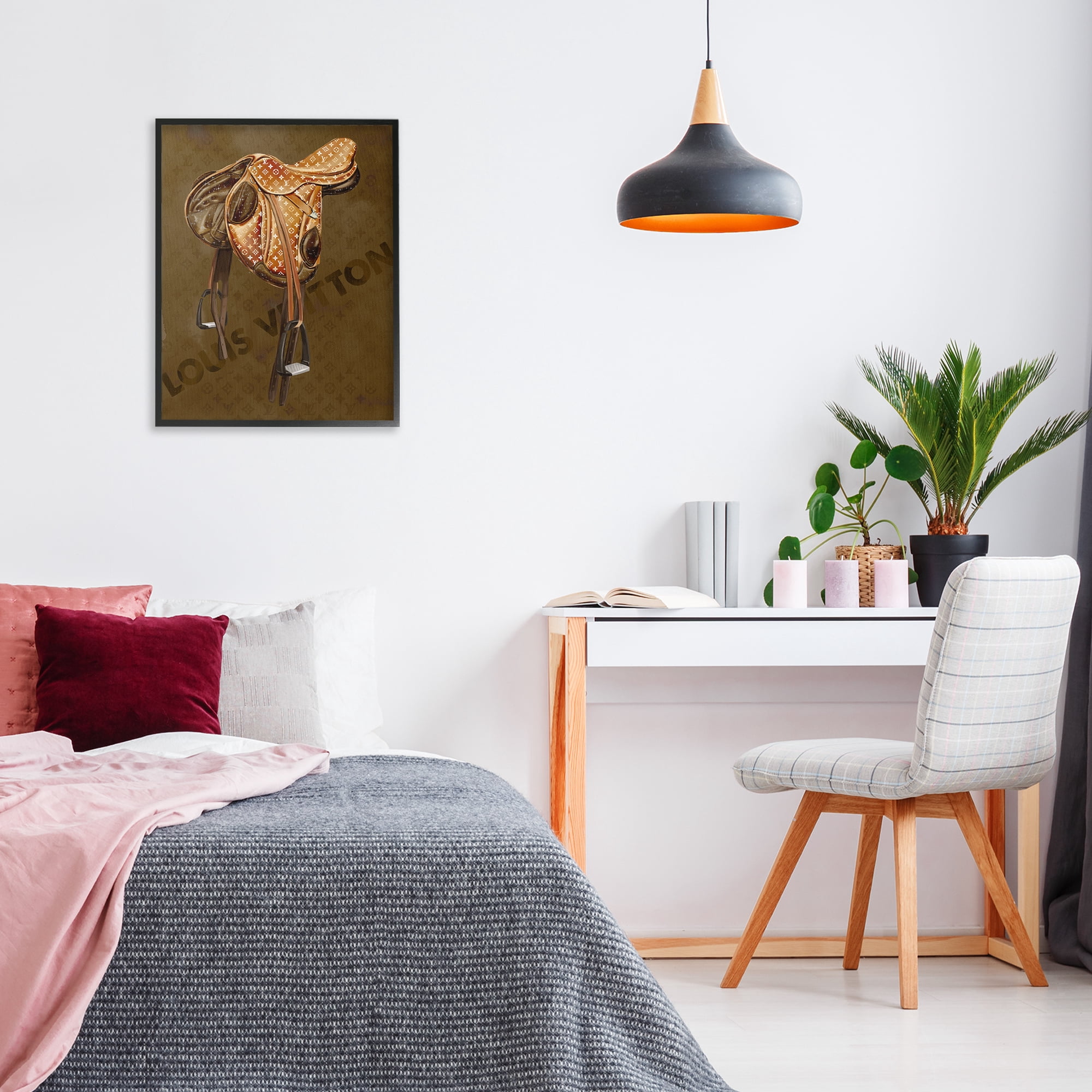 Stupell Industries Glam Patterned Saddle Beauty & Fashion Painting Black Framed Art Print Wall Art, 24 x 30