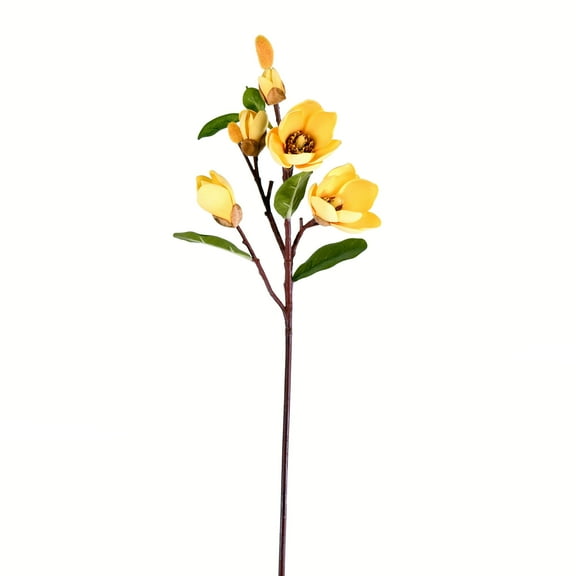 Vickerman 28" Artificial Yellow Magnolia Stem, Set of 3