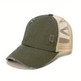 thumbnail image 1 of Unisex Washed Baseball Cap: Distressed Ripped Criss Cross Ponytail Hat - Adjustable Casual Style for Men & Women, 1 of 5