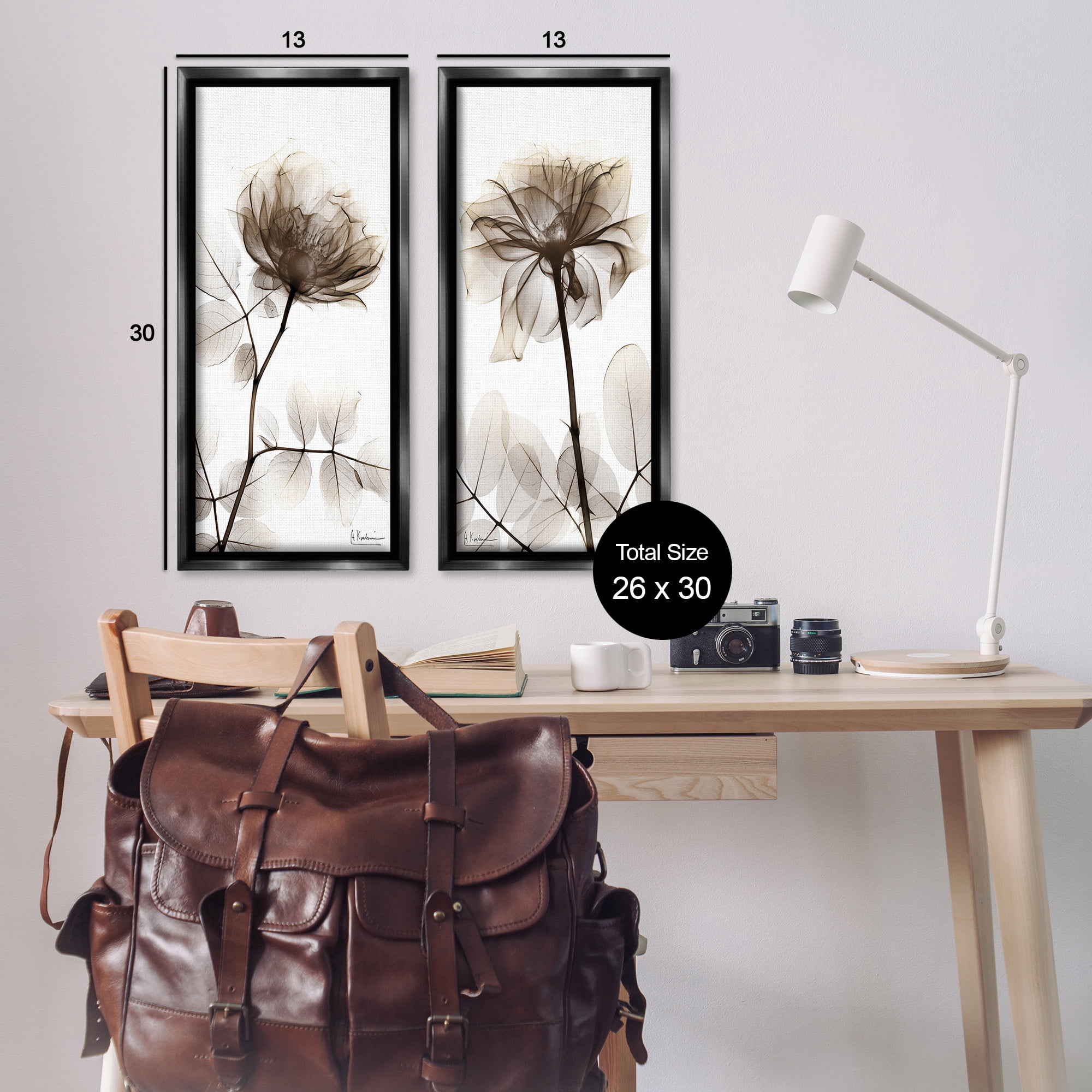 Stupell Industries Natural Modern Blooms Botanical & Floral Photography Black Floater Framed Canvas Art Print Wall Art, 14 x 31, Set of 2