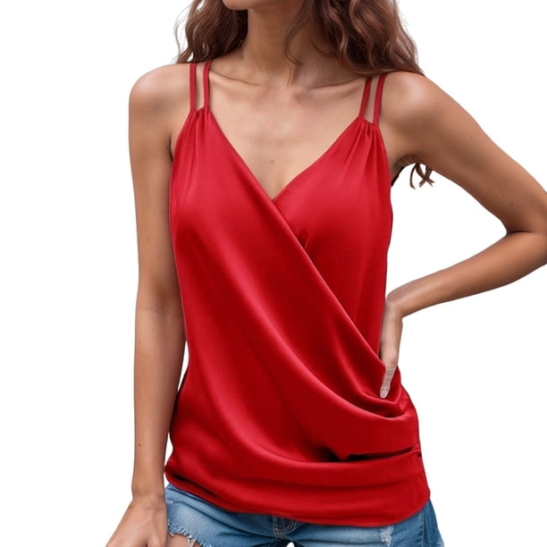 Top camisola de satén para mujer: diseño con tirantes, tejido lujoso, prenda para combinar con otras. Tallas XS-L, suave y cómodo para el día a día y las vacaciones.