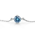 thumbnail image 3 of Gem Stone King 925 Sterling Silver Persian Blue Moissanite Solitaire Bracelet for Women (0.80 Cttw, Round Cut 6MM), 3 of 4