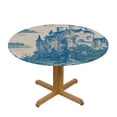thumbnail image 3 of HAOXIT Designer Cyan Tablecloth for Round Tables,Vintage with and Pattern Tablecloths,Elegant Table Decorative for Kitchen Dining Room 38-42, 3 of 8
