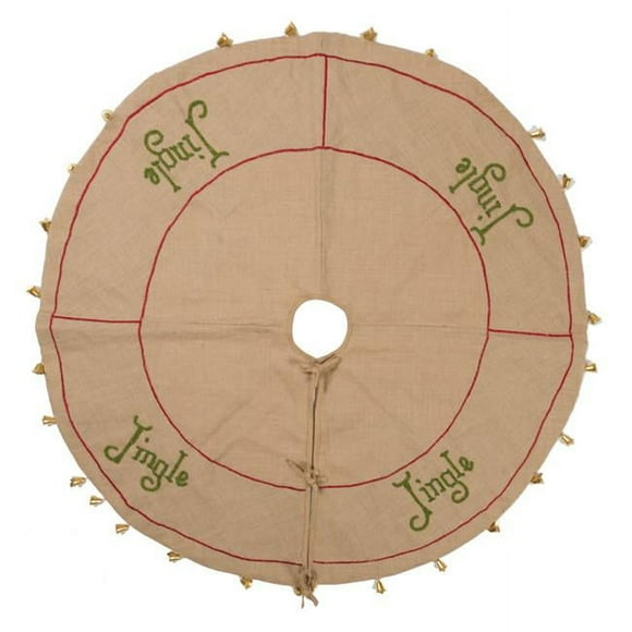 Vickerman QTX17421 60 in. Burlap Jingle Collection Tan Tree Skirt