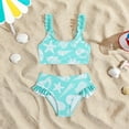 thumbnail image 2 of Girls Beachwear Summer Shell Print Split Swimsuit Playful Bikini Cute for Little Fashionistas Blue 3 Years-4 Years, 2 of 6
