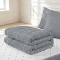 thumbnail image 6 of Manfei Minimalist Check Zipper Queen Comforter Set with Fitted Sheet and 2 Pillowcases,Modern Grid Zipper Bedding Set,Gray,Reversible,4pcs, 6 of 8