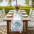 thumbnail image 4 of Coastal Octopus 48 Inch Table Runner, Summer Beach Nautical Ocean Coral Seahorse Farmhouse Dresser Scarf Cotton & Linen Tablerunner for Dining/Kitchen Island/Holiday Party Décor 13" x 48", 4 of 9