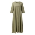 thumbnail image 5 of Womens Daily Casual Pockets Dress O Neck Loose Dress Solid Elegant Dress Summer Dresses Midi Length Swing Dress Dress for Women Junior V Neck Maxi Dress for Women Womens Summer Dress Dress Solid Color, 5 of 7