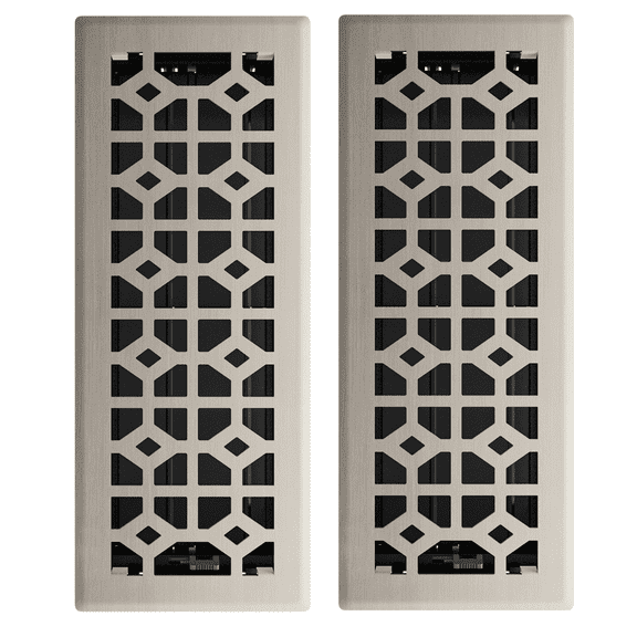 Imperial 4in x 12in Templar Style Brushed Nickel Metal Rectangular Floor Register (2 PACK)