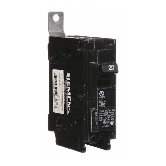 Siemens Circuit Breaker,20A,Bolt On,120/240V,1P B120H