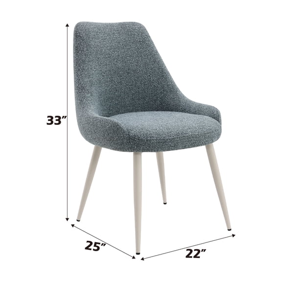 Laela Light Blue Boucle & Bone White Accent Chair Set of 2 - Plush Padded Metal & Synthetic Wood Side Chairs for Living Room, Dining Room, Entryway - 25" W x 22" D x 33" H